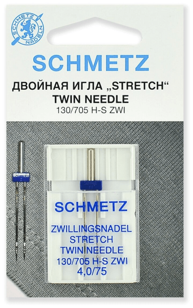 Иглы Schmetz стрейч двойные 130/705 H-S ZWI 4,0/75, 1 шт в Дивногорске